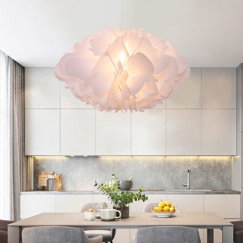 Art Deco Cloud Hanging Ceiling Light: Acrylic 1 Light White Dining Room Suspension (16/23.5 Wide)