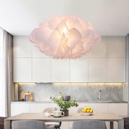 Art Deco Cloud Hanging Ceiling Light: Acrylic 1 Light White Dining Room Suspension (16/23.5 Wide)