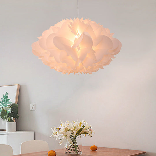 Art Deco Cloud Hanging Ceiling Light: Acrylic 1 Light White Dining Room Suspension (16/23.5 Wide)