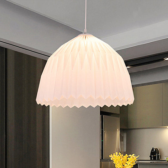 Minimalist White Acrylic Dome Pendant Light For Dining Room