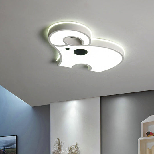 White Acrylic Elephant Ceiling Mount LED Light - Ideal for Child Bedroom