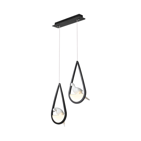 Waterdrop Acrylic Hanging Lamp: 1/2/3 Lights | Black/White | Warm/White Light | Dining Room Pendant