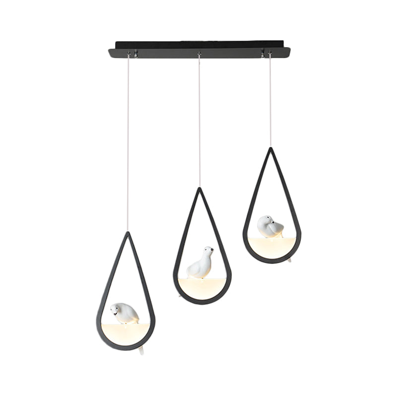 Waterdrop Acrylic Hanging Lamp: 1/2/3 Lights | Black/White | Warm/White Light | Dining Room Pendant