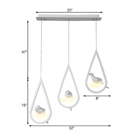 Waterdrop Acrylic Hanging Lamp: 1/2/3 Lights | Black/White | Warm/White Light | Dining Room Pendant