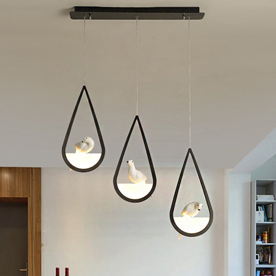 Waterdrop Acrylic Hanging Lamp: 1/2/3 Lights | Black/White | Warm/White Light | Dining Room Pendant