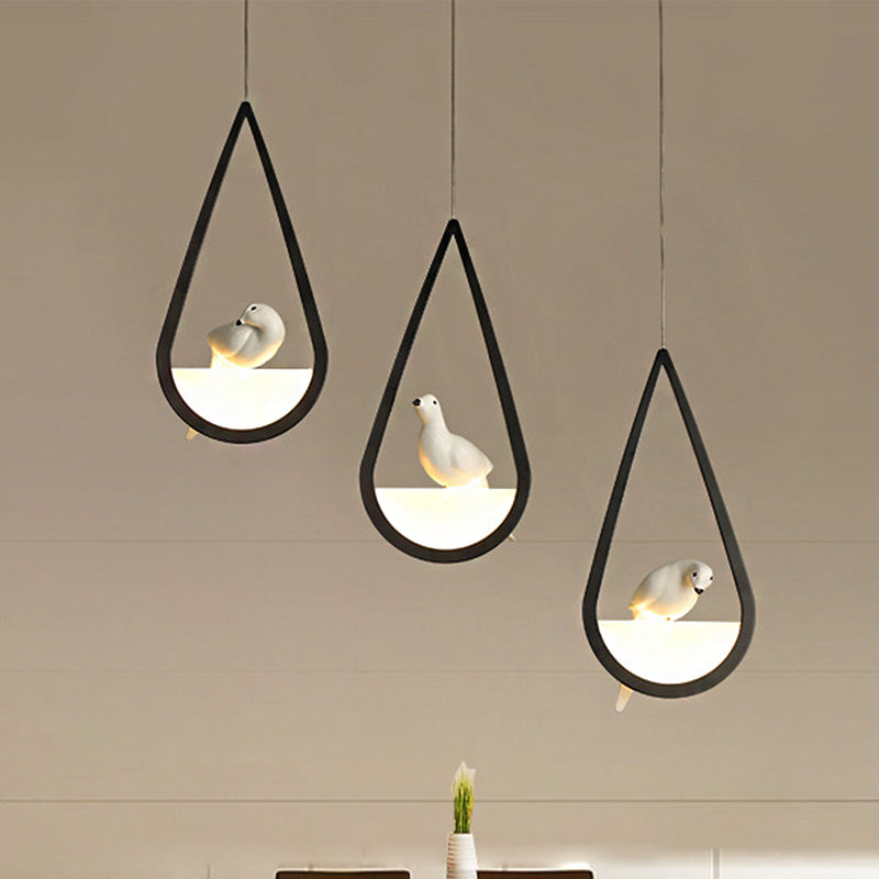 Waterdrop Acrylic Hanging Lamp: 1/2/3 Lights | Black/White | Warm/White Light | Dining Room Pendant