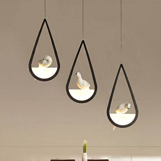 Waterdrop Pendant Lamp In Black/White - Acrylic Frame 1/2/3 Lights Dining Room Ceiling Lighting