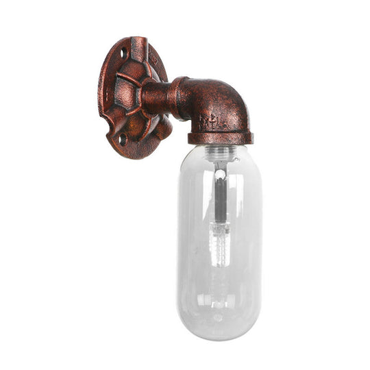 Clear Glass Industrial Weathered Copper Wall Sconce With Pipe Design Bedroom Light Fixture