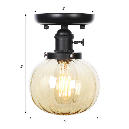 Industrial Black Ceiling Mount Light with Clear/Amber Glass - Perfect for Kitchen