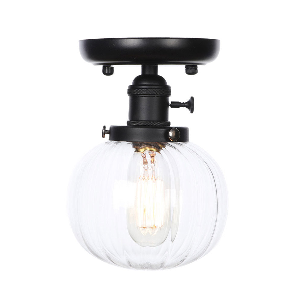 Industrial Black Ceiling Mount Light with Clear/Amber Glass - Perfect for Kitchen