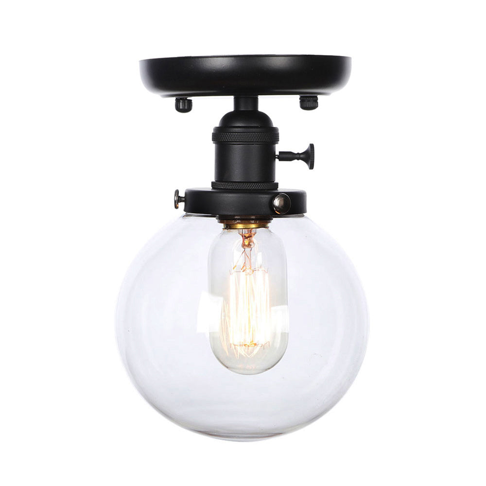 Industrial Black Ceiling Mount Light with Clear/Amber Glass - Perfect for Kitchen