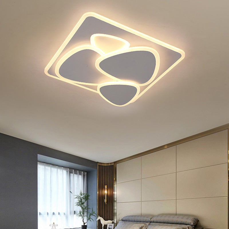 Modern Grey Flush Mount Led Ceiling Light With Overlapping Design In White/Warm - 19.5/38 Wide /