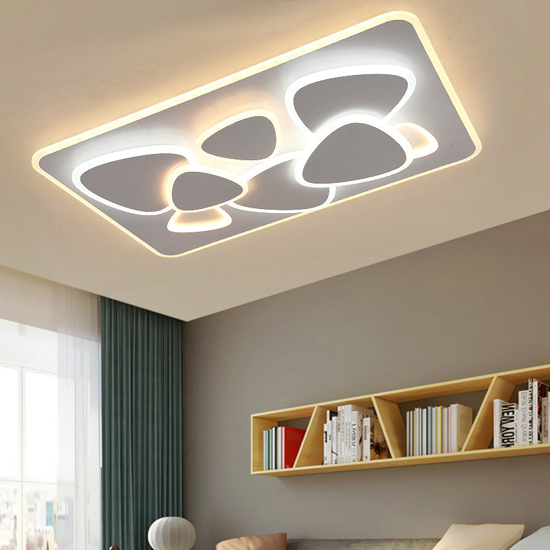 Modern Grey Flush Mount Led Ceiling Light With Overlapping Design In White/Warm - 19.5/38 Wide / 38