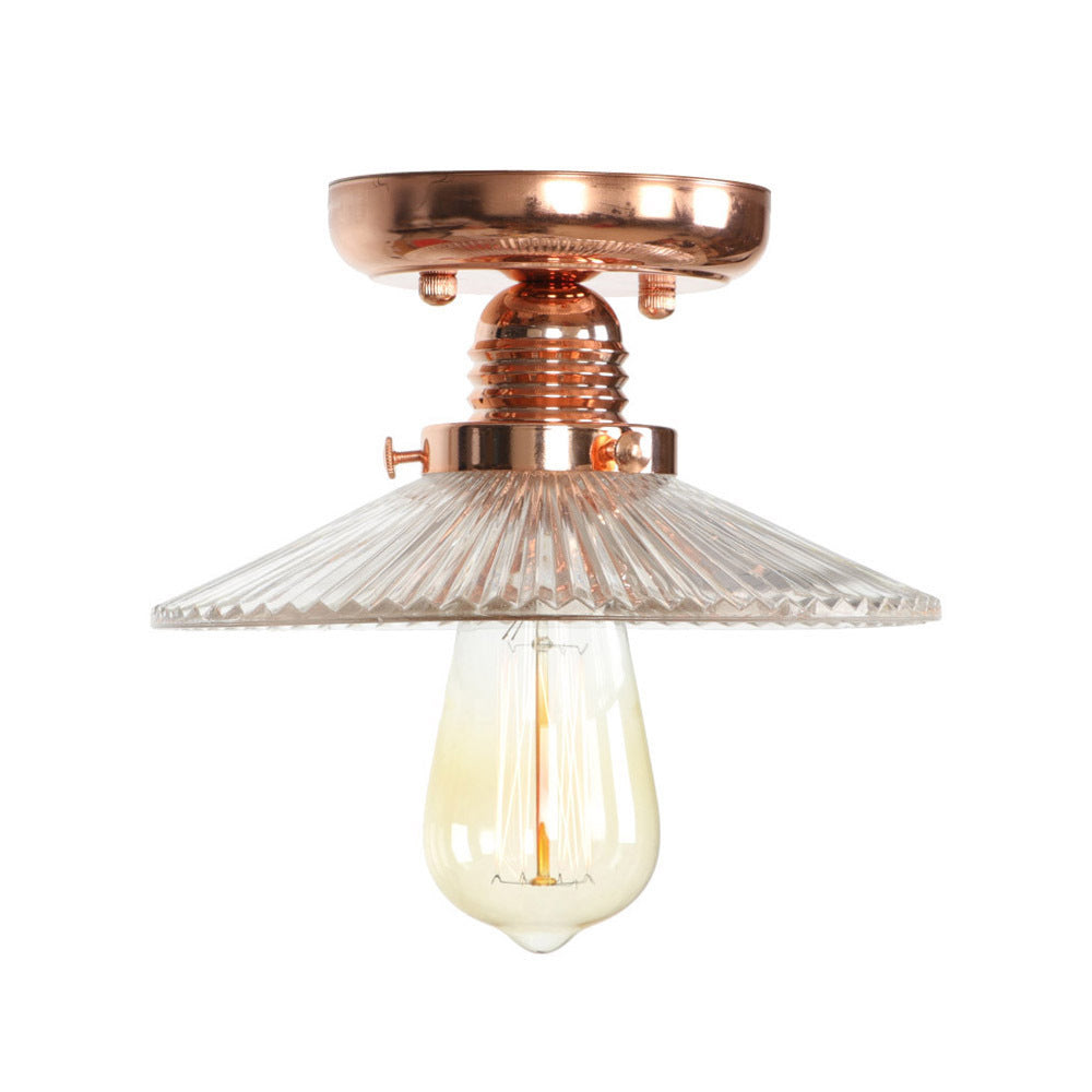 Industrial Copper Ceiling Light with Semi Flush Mount and Frosted Glass