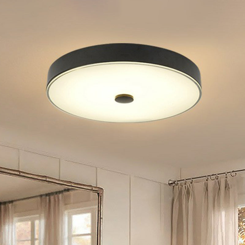 Classic Bedroom Led Flush Mount Lighting: Cream Glass Round Shape Black / Small