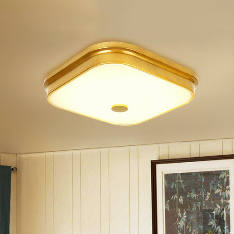 Opal Glass LED Ceiling Light: Traditional Square Shade Flush Mount Fixture