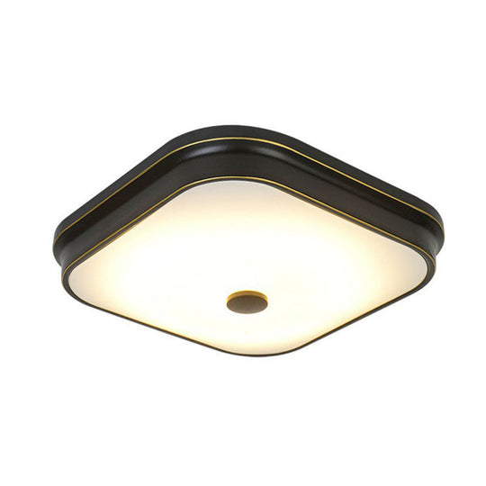 Opal Glass LED Ceiling Light: Traditional Square Shade Flush Mount Fixture