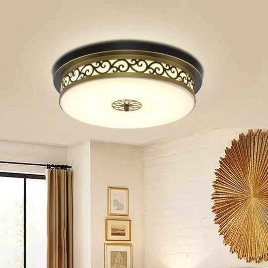 Retro Acrylic Flush Mount Ceiling Light - Brown-Black Shaded Single Bedroom Lighting / Small A