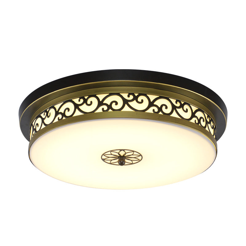 Retro Acrylic Flush Mount Ceiling Light - Brown-Black Shaded Single Bedroom Lighting