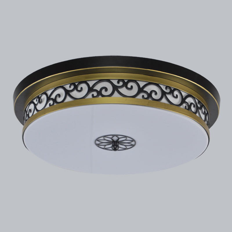 Retro Acrylic Flush Mount Ceiling Light - Brown-Black Shaded Single Bedroom Lighting