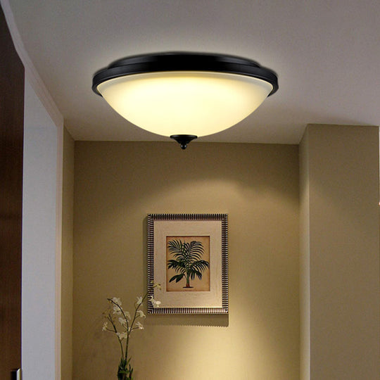 Retro Acrylic Flush Mount Ceiling Light - Brown-Black Shaded Single Bedroom Lighting / Small B