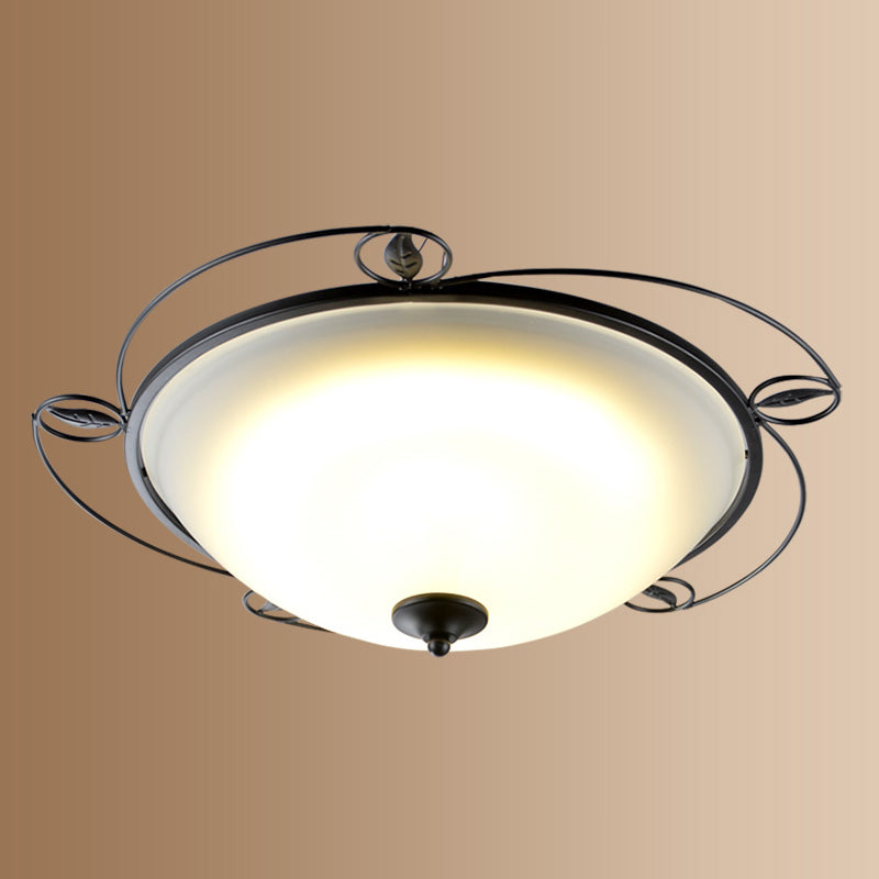 Retro Acrylic Flush Mount Ceiling Light - Brown-Black Shaded Single Bedroom Lighting / Small C