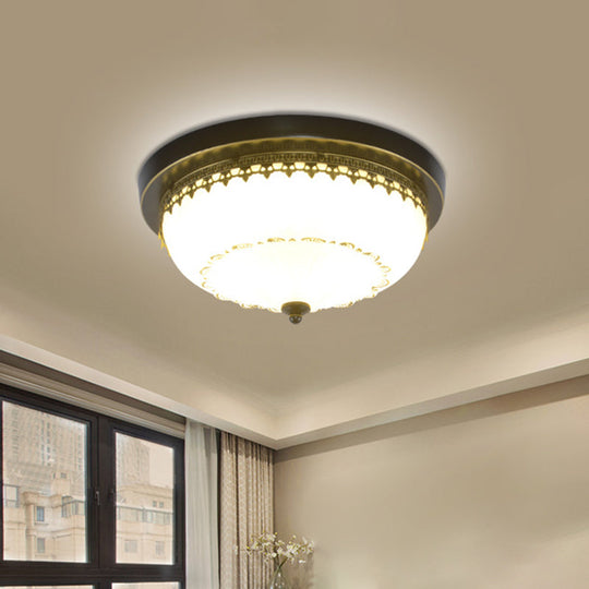 Retro Acrylic Flush Mount Ceiling Light - Brown-Black Shaded Single Bedroom Lighting / Small E