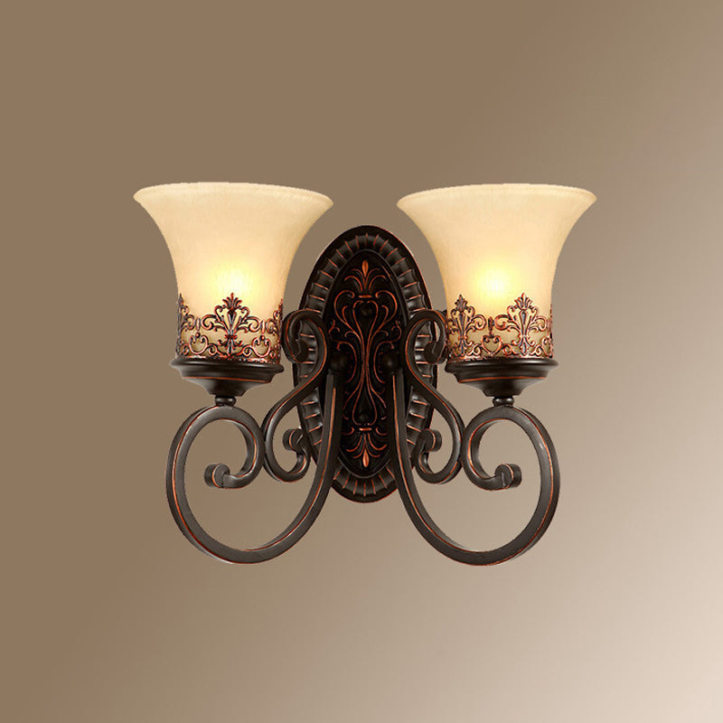 Frosted Glass Wall Mount Retro Bell Shade Light For Bedroom Corridor 2 / Copper