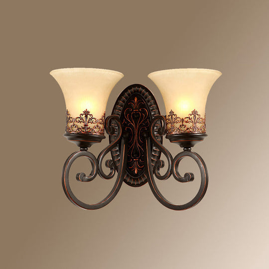 Frosted Glass Wall Mount Retro Bell Shade Light For Bedroom Corridor 2 / Copper