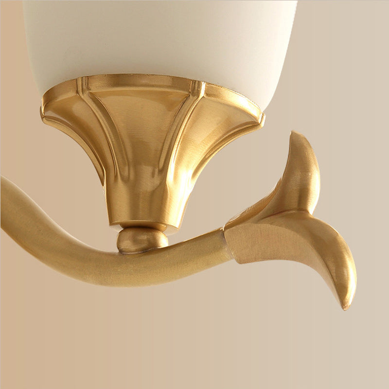 Retro Gold Bell-Shaped Frosted Glass Wall Mounted Light For Living Room