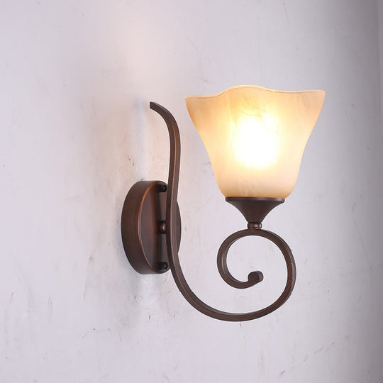 Frost Glass Wall Lamp In Rustic Copper Square Bell Shape- Perfect For Living Room 1 /