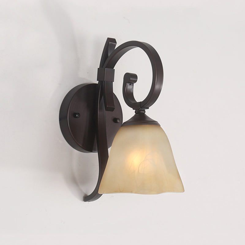 Frost Glass Wall Lamp In Rustic Copper Square Bell Shape- Perfect For Living Room