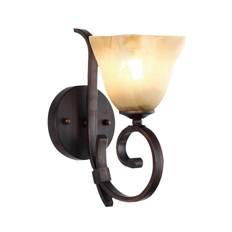 Frost Glass Wall Lamp In Rustic Copper Square Bell Shape- Perfect For Living Room