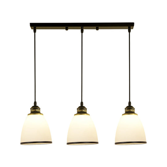 Traditional Cream Glass Bell Shade Multi Ceiling Light For Living Room