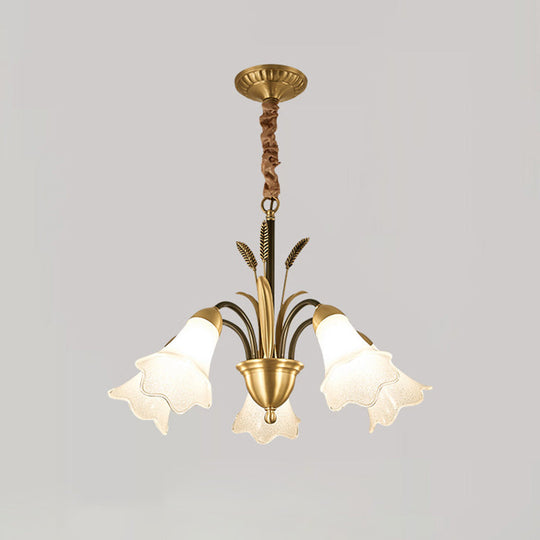 Classic Cream Frosted Glass Gold Pendant Chandelier For Dining Room Ambiance