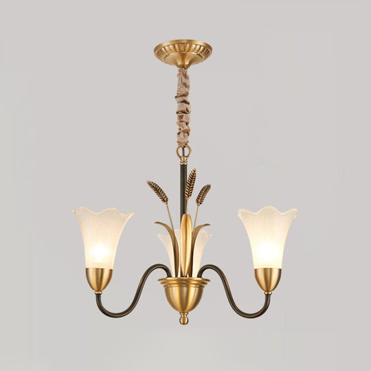 Classic Cream Frosted Glass Gold Pendant Chandelier For Dining Room Ambiance 3 /