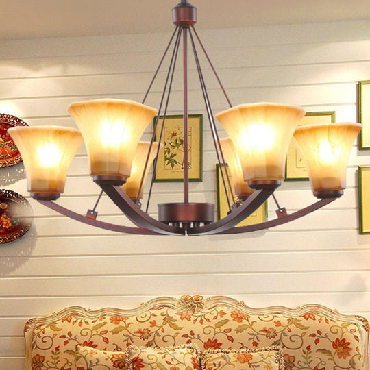 Copper Bell Frost Glass Chandelier Pendant Light For Retro Dining Room 6 /