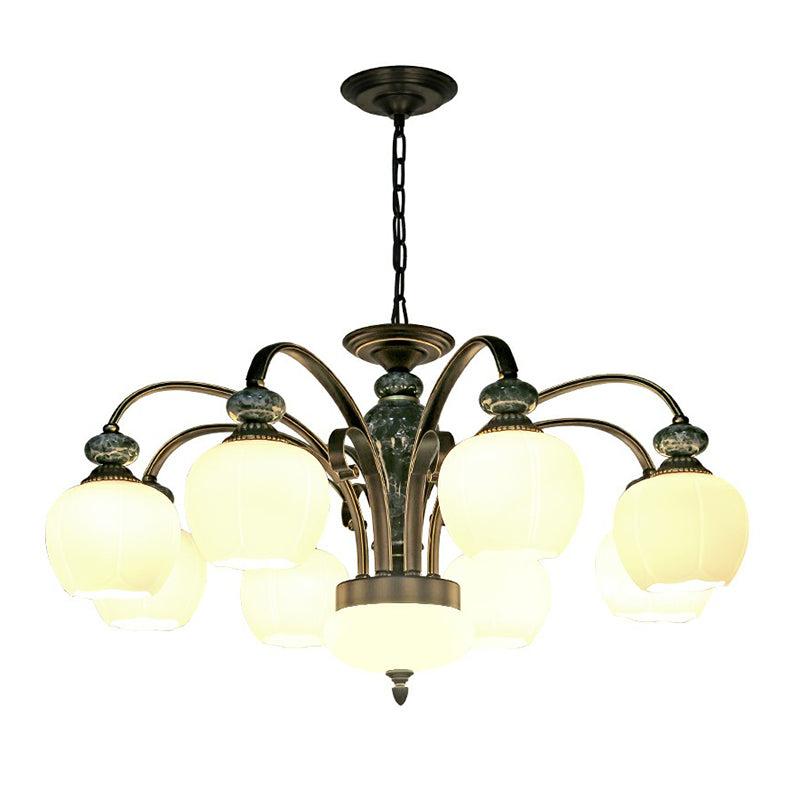 Vintage Flower-Shaped Glass Ceiling Chandelier For Traditional Dining Rooms