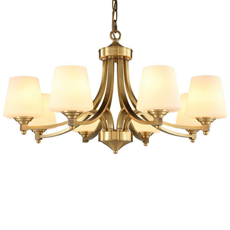 Rustic Cream Glass Gold Bud Chandelier Pendant Light For Living Room