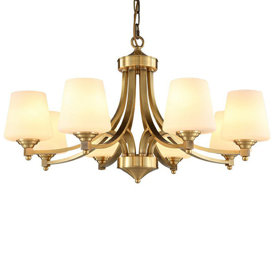 Rustic Cream Glass Gold Bud Chandelier Pendant Light For Living Room