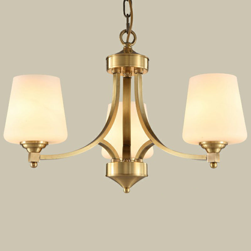 Rustic Cream Glass Gold Bud Chandelier Pendant Light For Living Room