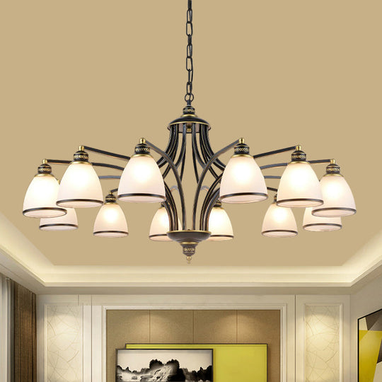 Traditional Bell Shade Frosted Glass Ceiling Chandelier Light - Ideal For Living Room Décor