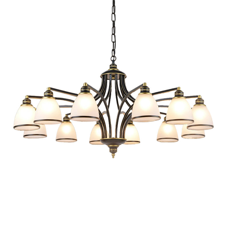 Traditional Bell Shade Frosted Glass Ceiling Chandelier Light - Ideal For Living Room Décor