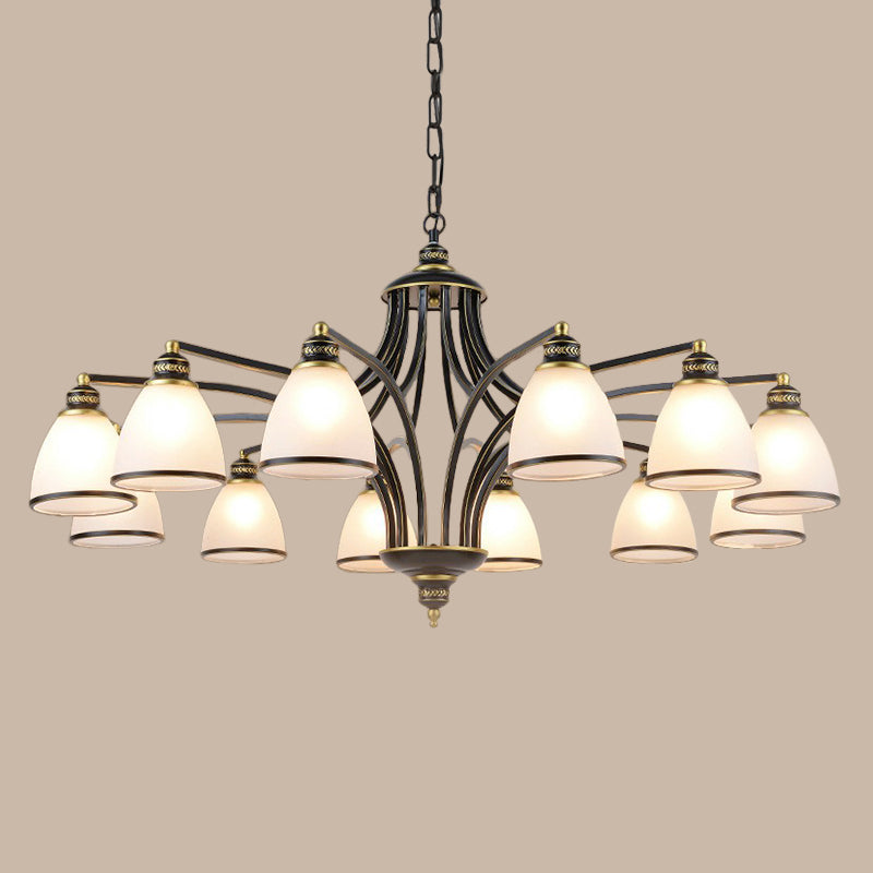 Traditional Bell Shade Frosted Glass Ceiling Chandelier Light - Ideal For Living Room Décor