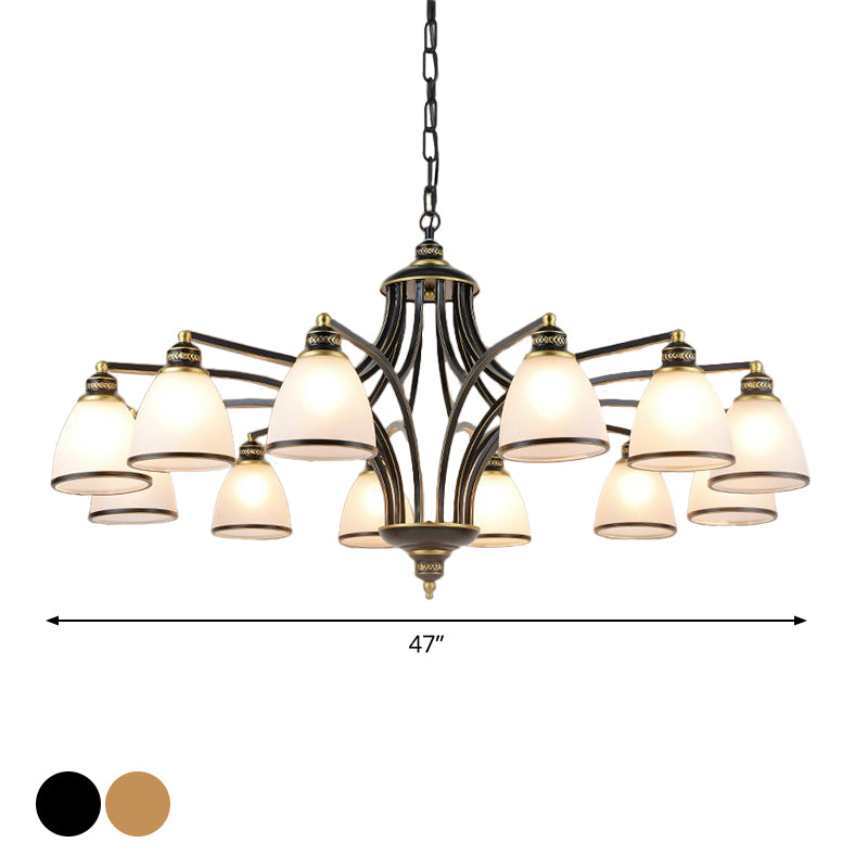 Traditional Bell Shade Frosted Glass Ceiling Chandelier Light - Ideal For Living Room Décor