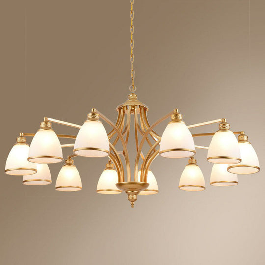 Traditional Bell Shade Frosted Glass Ceiling Chandelier Light - Ideal For Living Room Décor