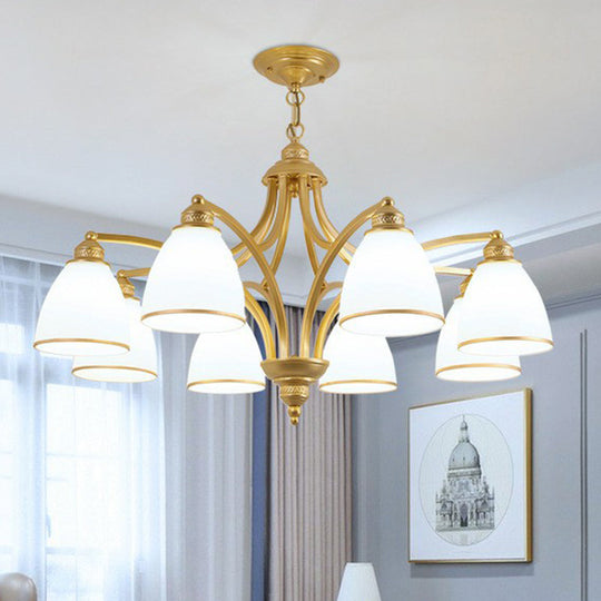 Vintage Frosted Glass Chandelier Pendant Light For Living Room Decor 8 / Gold Down