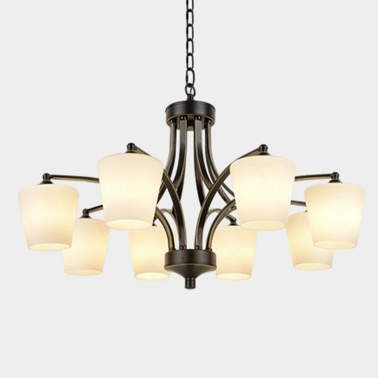 Retro Tapered Chandelier Light With Cream Glass Shades - Ideal Dining Room Lighting