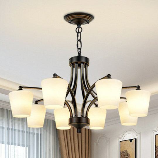 Retro Tapered Chandelier Light With Cream Glass Shades - Ideal Dining Room Lighting