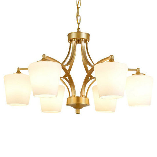 Retro Tapered Chandelier Light With Cream Glass Shades - Ideal Dining Room Lighting